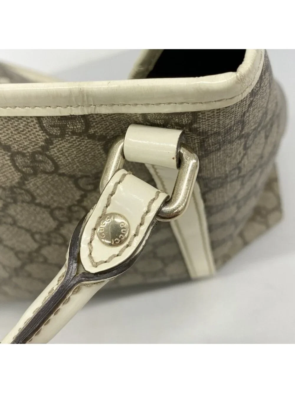 Gucci Tote GG Supreme Brown Champagne Gold